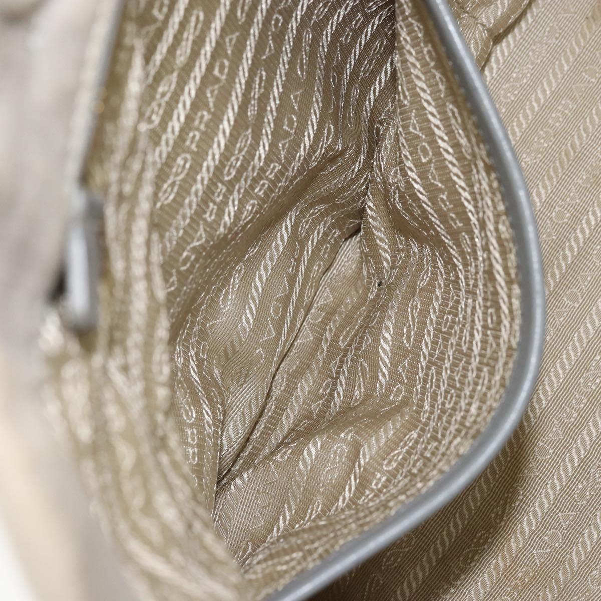 PRADA Canapa PM Hand Bag Canvas 2way Gray Gold Auth bs33424