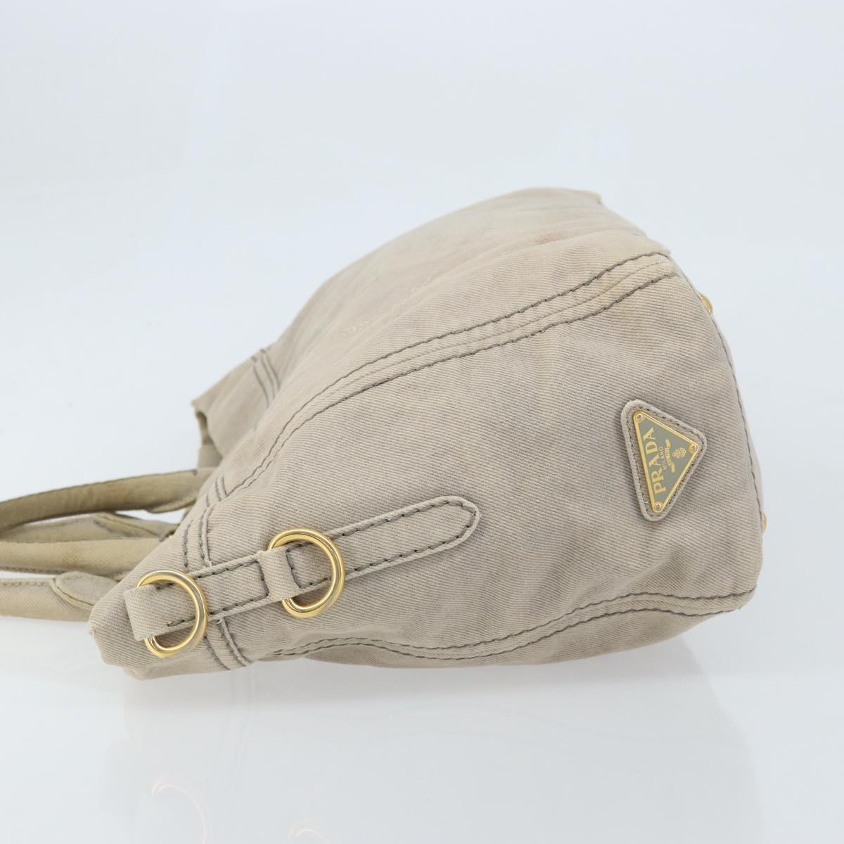 PRADA Canapa PM Hand Bag Canvas 2way Gray Gold Auth bs33424