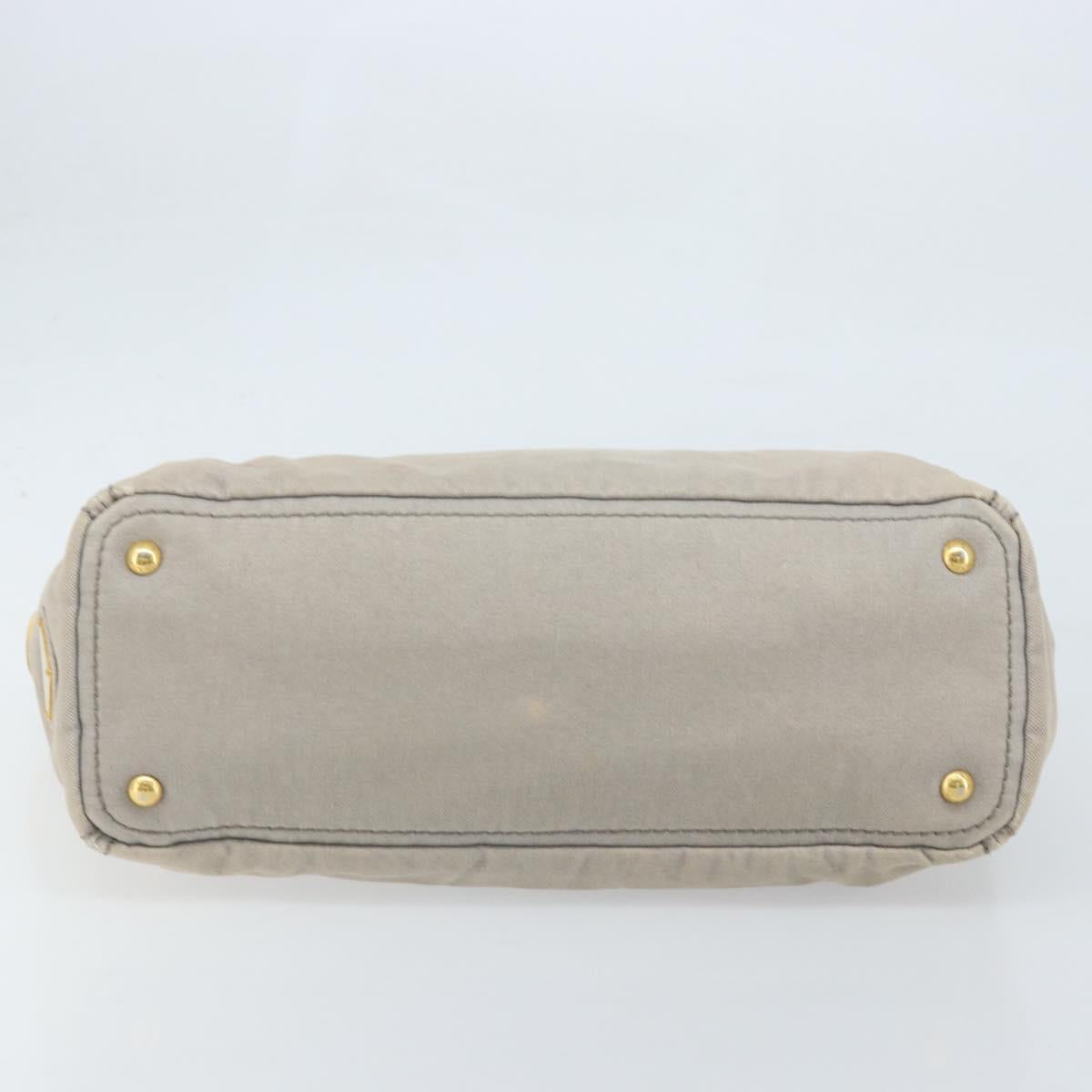 PRADA Canapa PM Hand Bag Canvas 2way Gray Gold Auth bs33424