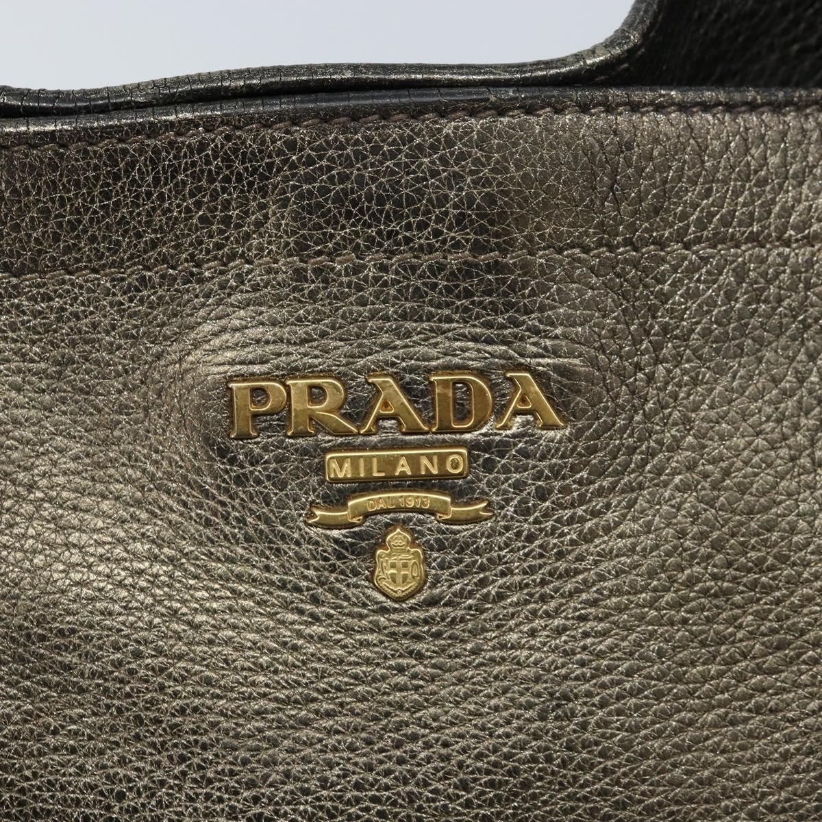 PRADA Shoulder Bag Leather Metallic Gold Auth bs33425