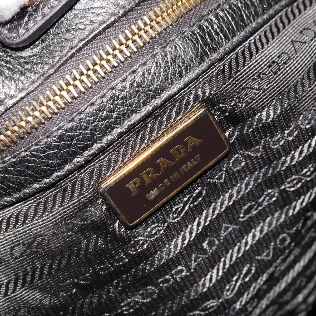 PRADA Shoulder Bag Leather Metallic Gold Auth bs33425