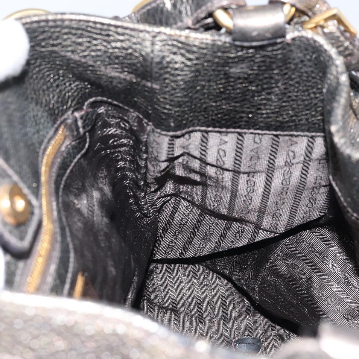 PRADA Shoulder Bag Leather Metallic Gold Auth bs33425