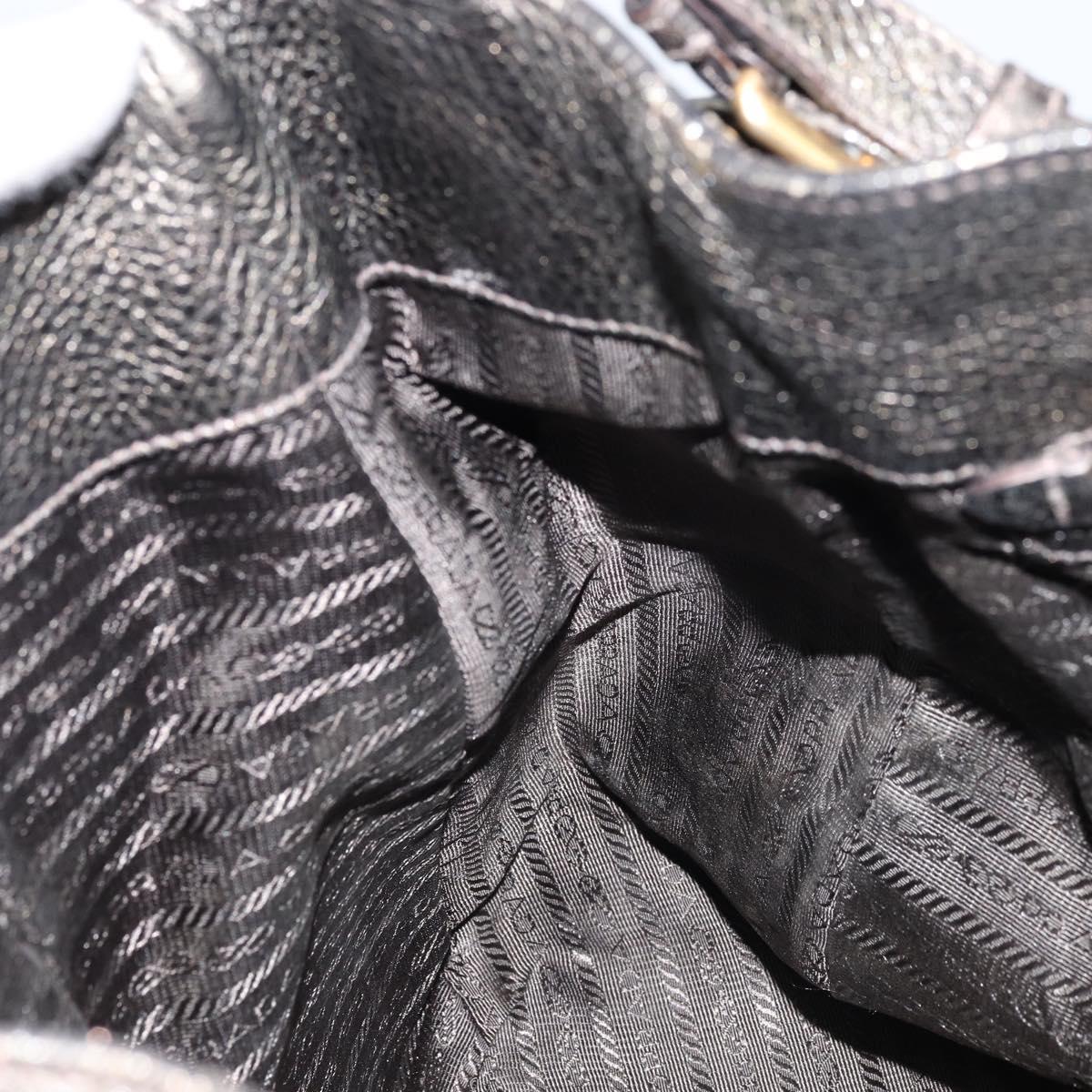 PRADA Shoulder Bag Leather Metallic Gold Auth bs33425