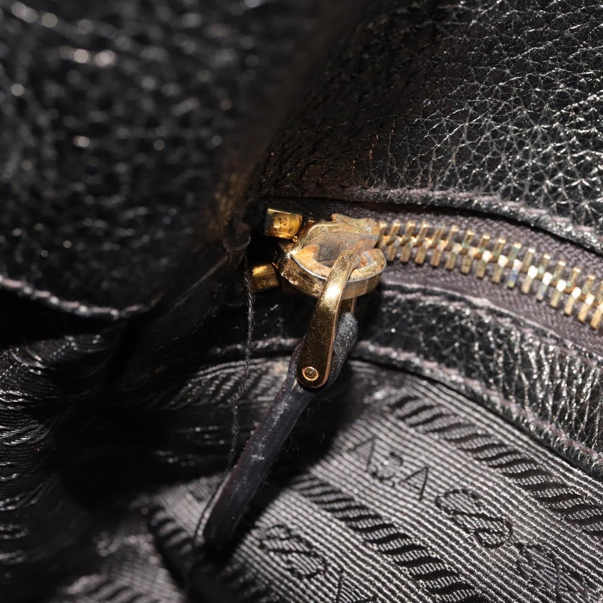 PRADA Shoulder Bag Leather Metallic Gold Auth bs33425