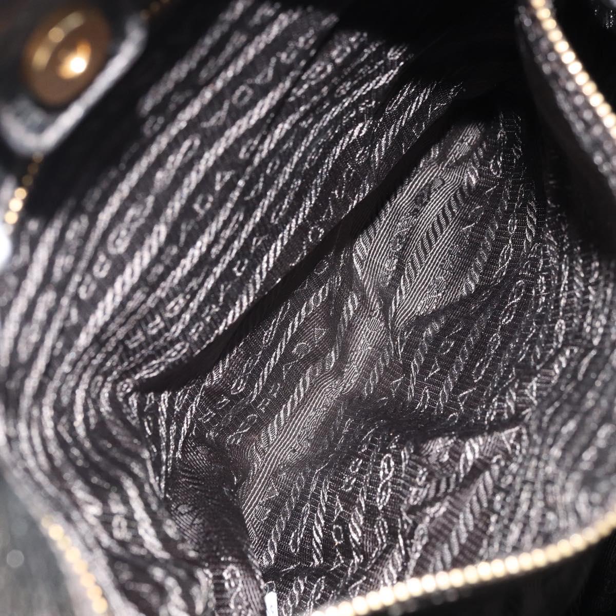 PRADA Shoulder Bag Leather Metallic Gold Auth bs33425