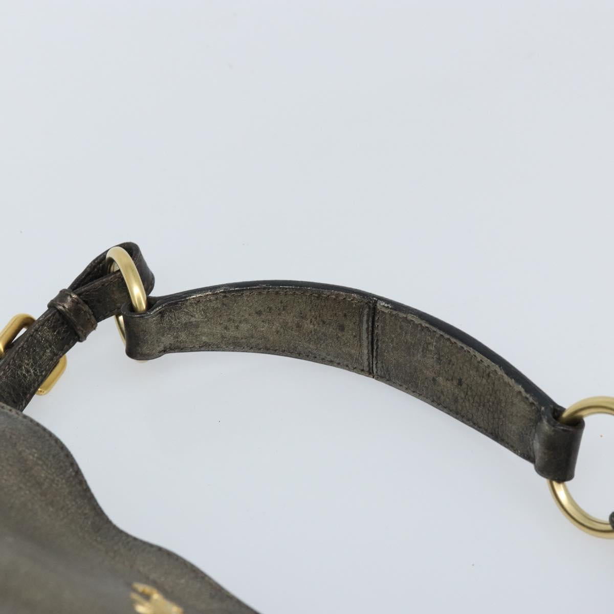 PRADA Shoulder Bag Leather Metallic Gold Auth bs33425