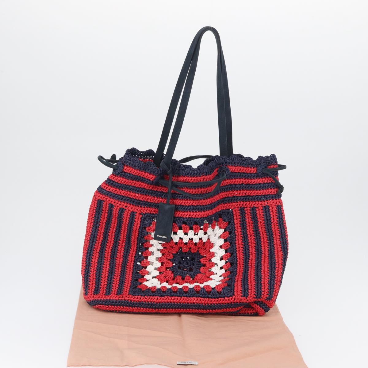 Miu Miu Tote Bag Straw Red Auth bs33426