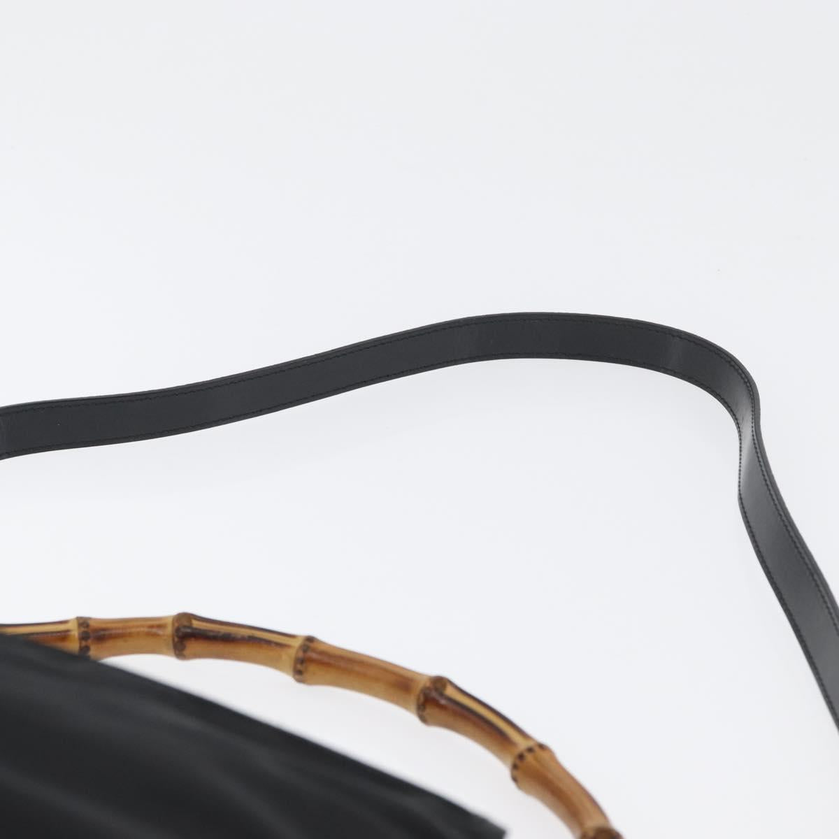 GUCCI Bamboo Shoulder Bag Nylon 2way Black Silver 000 2404 0509 Auth bs33431