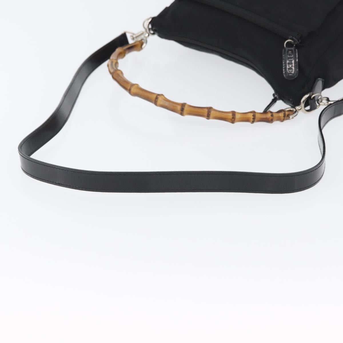 GUCCI Bamboo Shoulder Bag Nylon 2way Black Silver 000 2404 0509 Auth bs33431