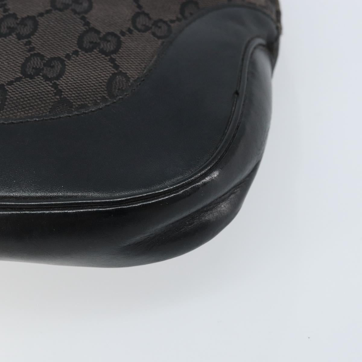 GUCCI GG Canvas Jackie Shoulder Bag Black Silver 001 3306 Auth bs33433