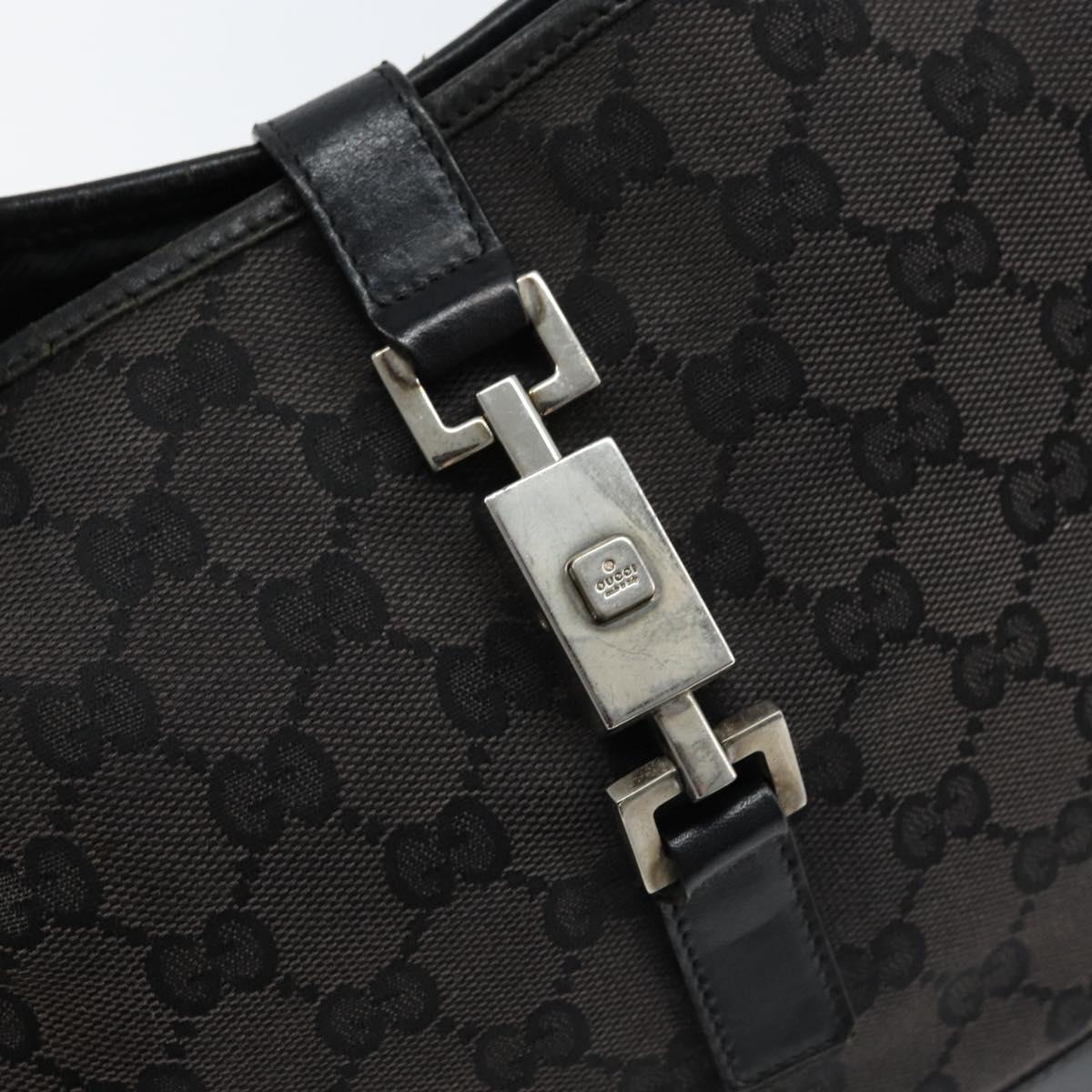 GUCCI GG Canvas Jackie Shoulder Bag Black Silver 001 3306 Auth bs33433