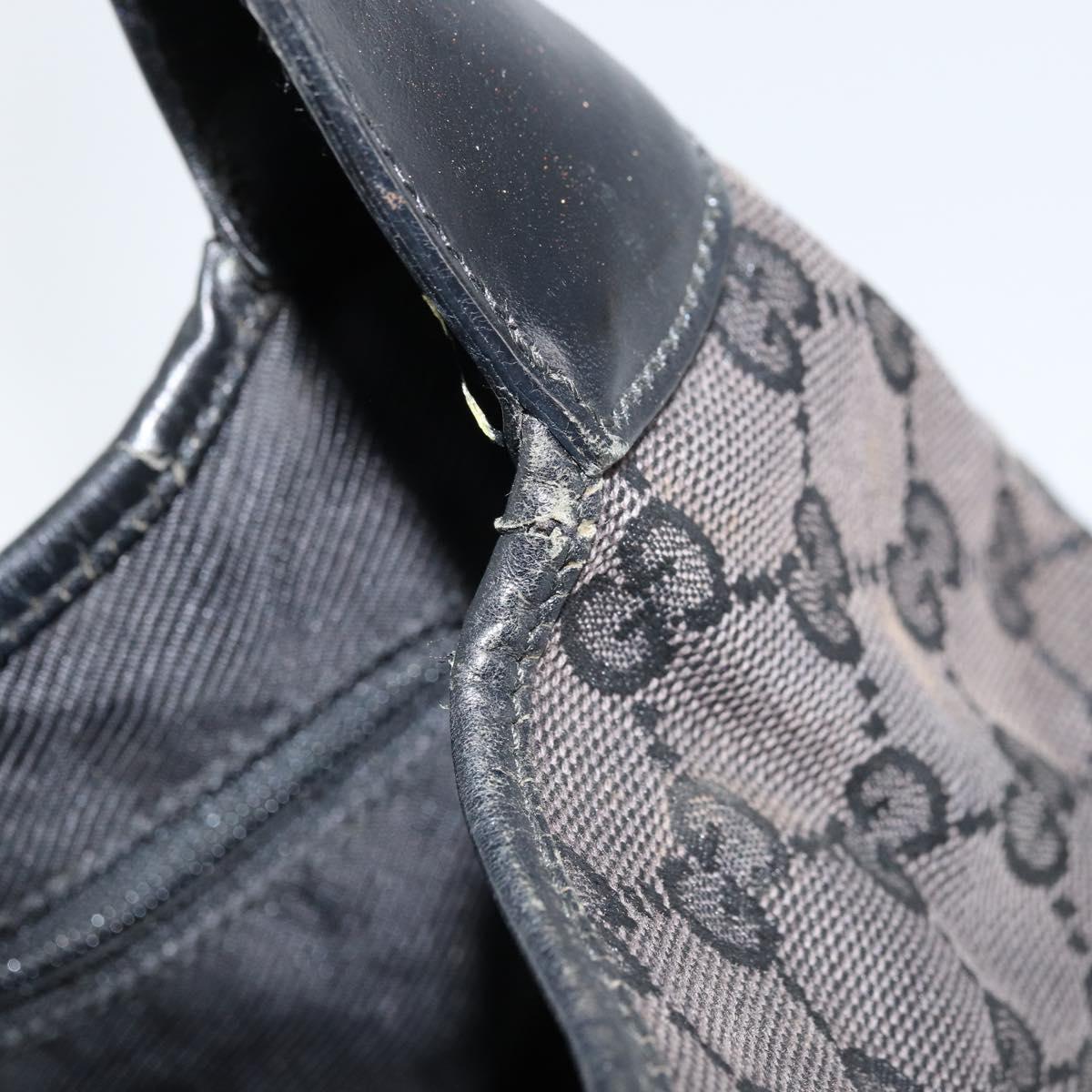 GUCCI GG Canvas Jackie Shoulder Bag Black Silver 001 3306 Auth bs33433