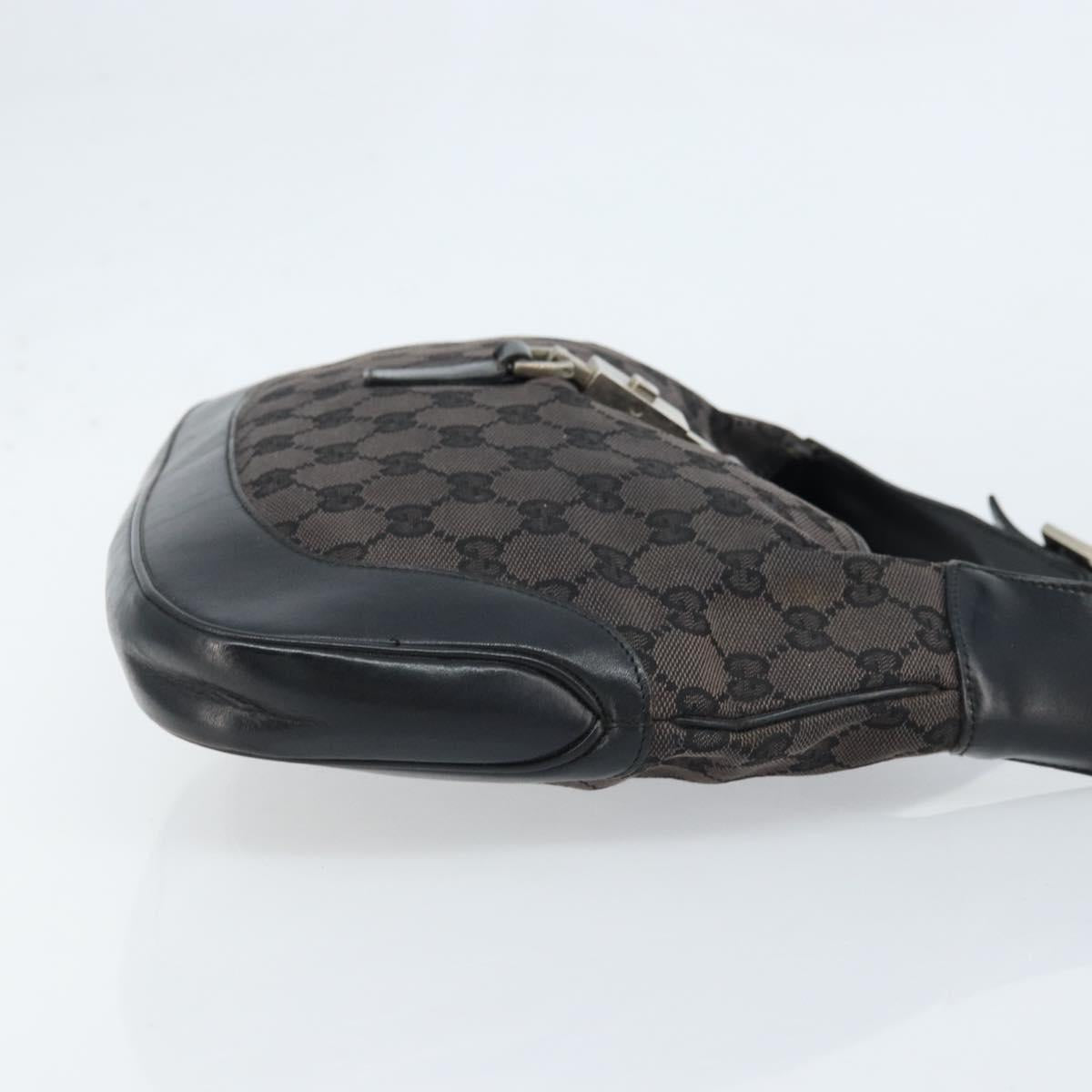 GUCCI GG Canvas Jackie Shoulder Bag Black Silver 001 3306 Auth bs33433