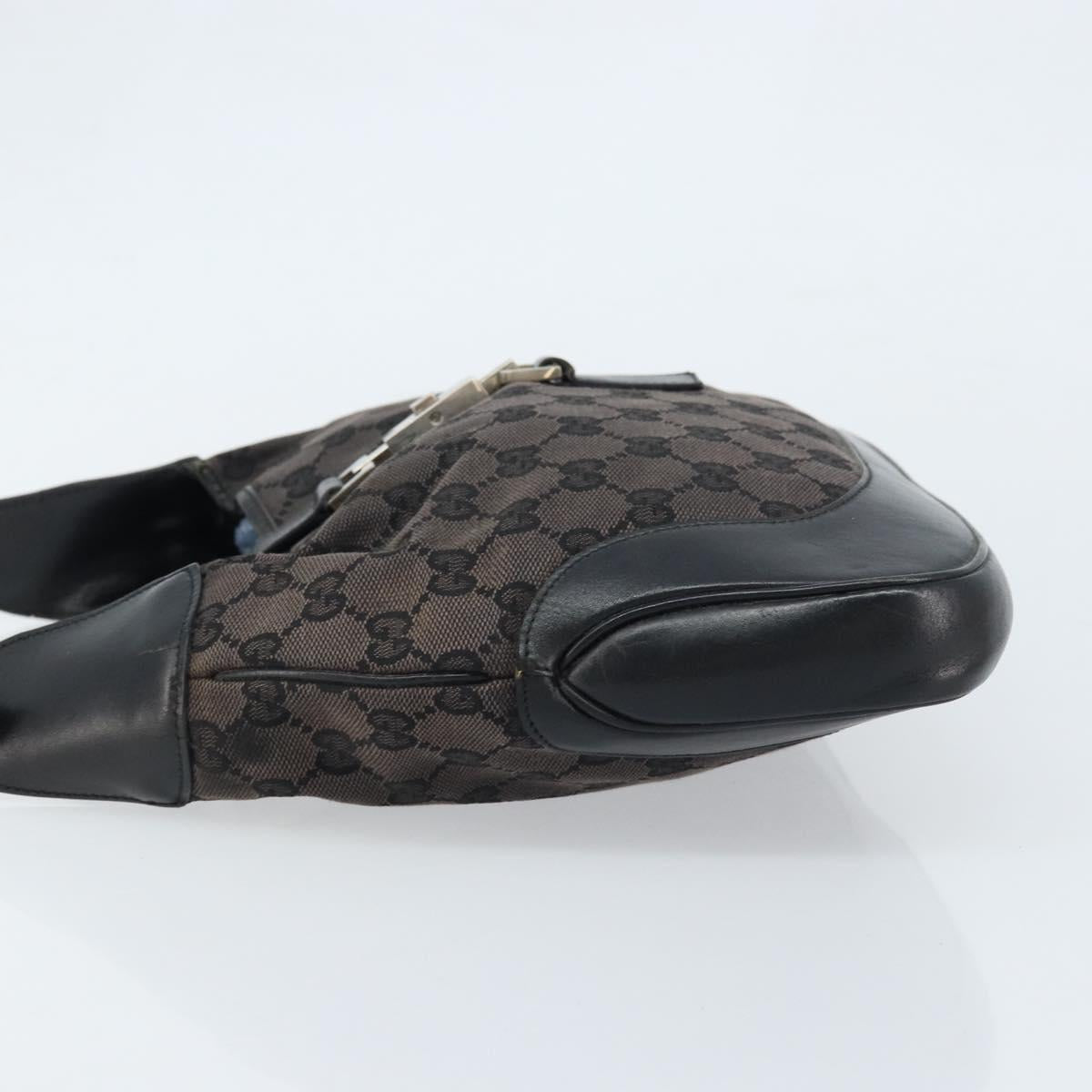 GUCCI GG Canvas Jackie Shoulder Bag Black Silver 001 3306 Auth bs33433