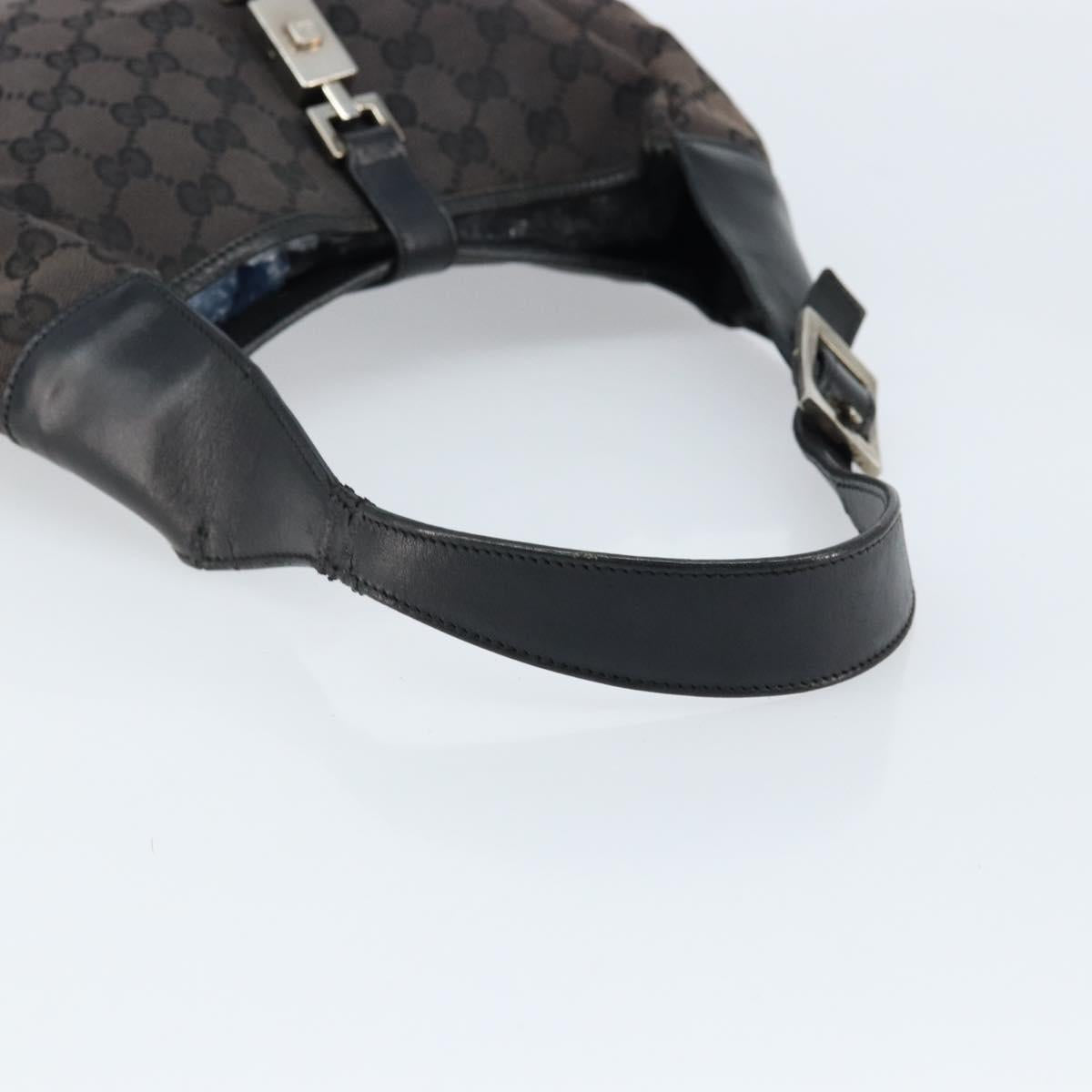 GUCCI GG Canvas Jackie Shoulder Bag Black Silver 001 3306 Auth bs33433