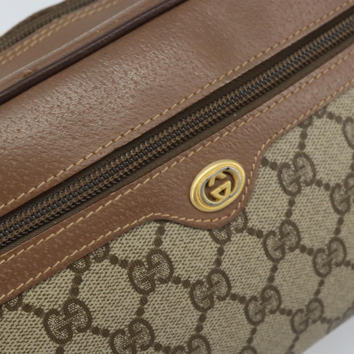 GUCCI GG Supreme Clutch Bag PVC Leather Beige Gold 014 58 6086 Auth bs33434