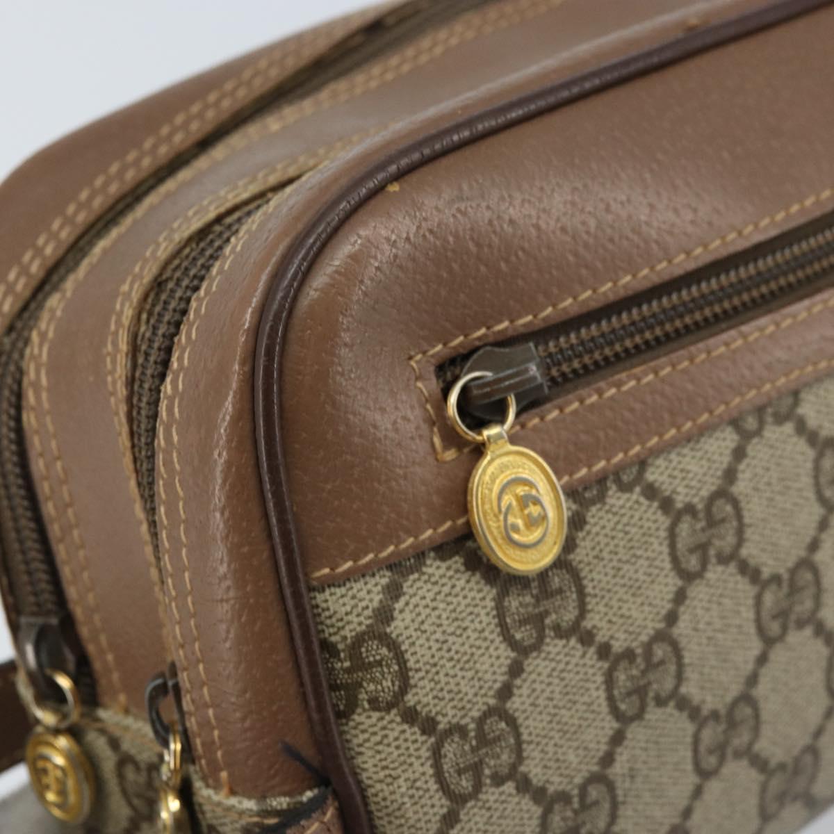 GUCCI GG Supreme Clutch Bag PVC Leather Beige Gold 014 58 6086 Auth bs33434