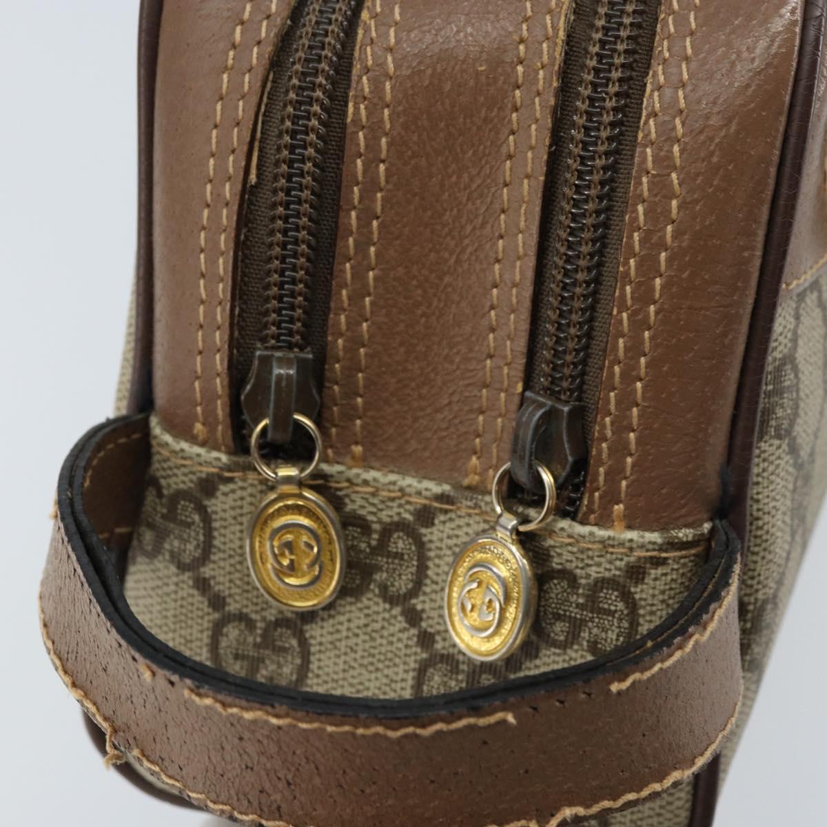 GUCCI GG Supreme Clutch Bag PVC Leather Beige Gold 014 58 6086 Auth bs33434