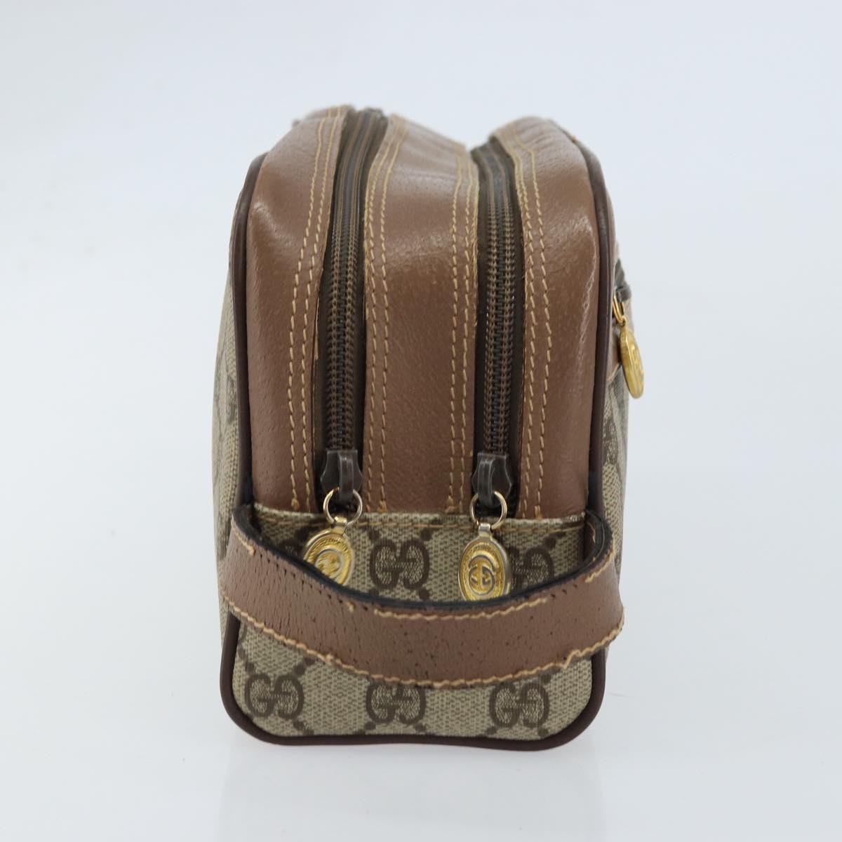 GUCCI GG Supreme Clutch Bag PVC Leather Beige Gold 014 58 6086 Auth bs33434