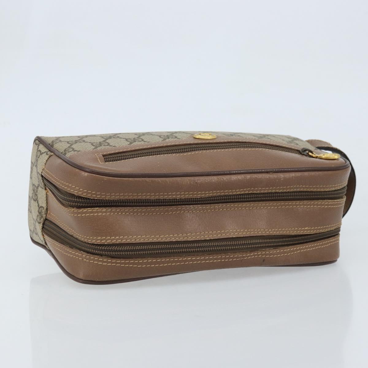 GUCCI GG Supreme Clutch Bag PVC Leather Beige Gold 014 58 6086 Auth bs33434