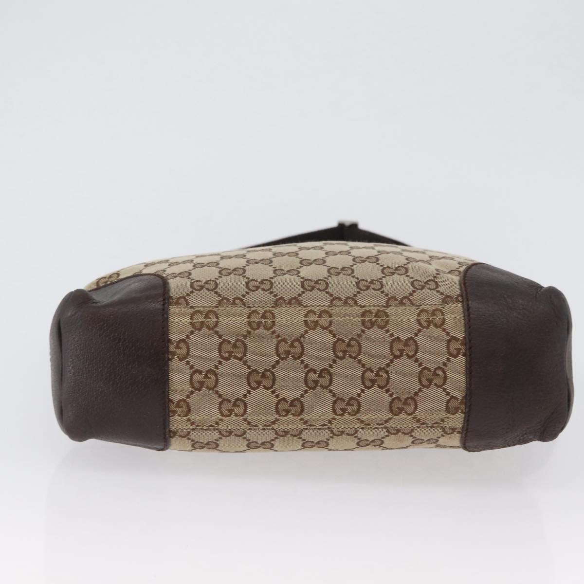 GUCCI GG Canvas Shoulder Bag Beige Silver 114273 Auth bs33435