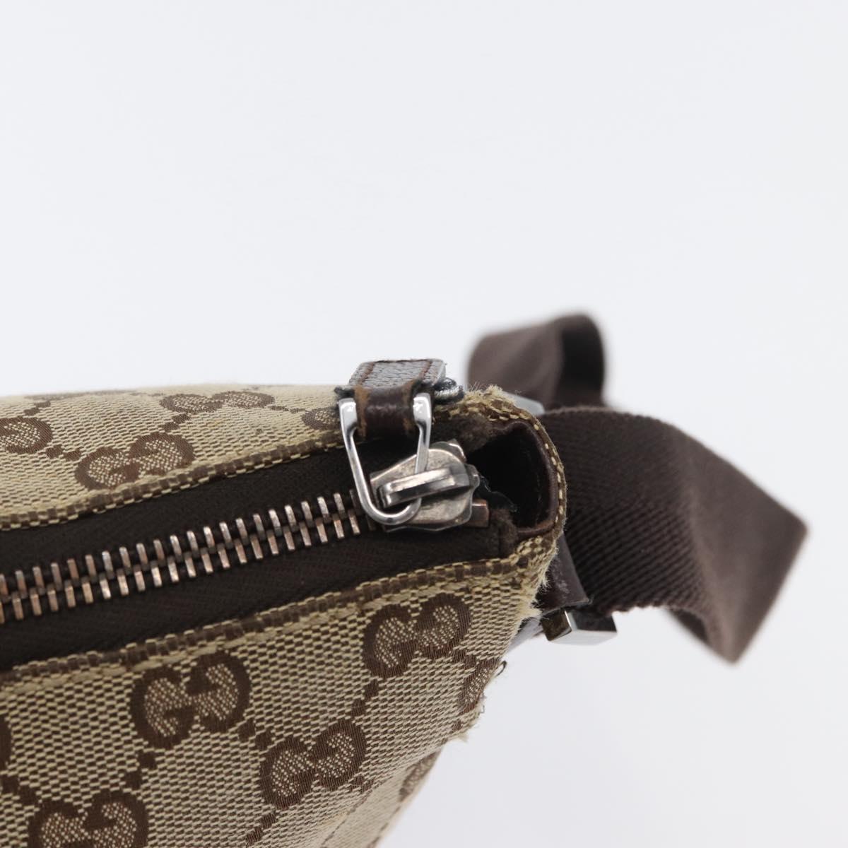 GUCCI GG Canvas Shoulder Bag Beige Silver 114273 Auth bs33435