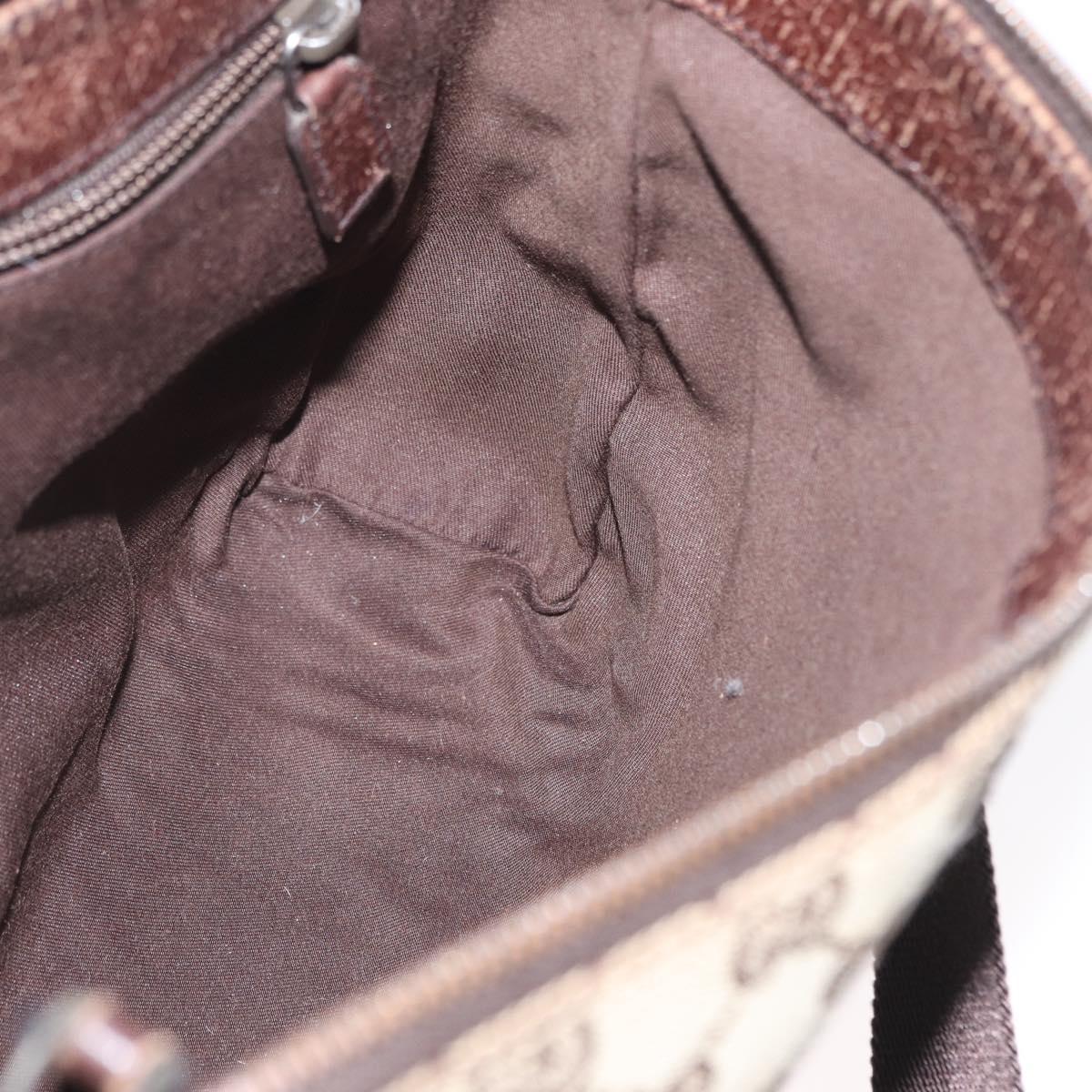 GUCCI GG Canvas Shoulder Bag Beige Silver 114273 Auth bs33435