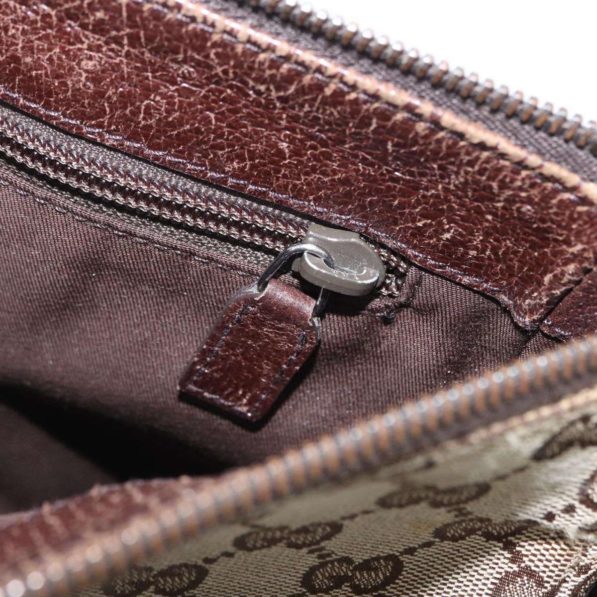 GUCCI GG Canvas Shoulder Bag Beige Silver 114273 Auth bs33435