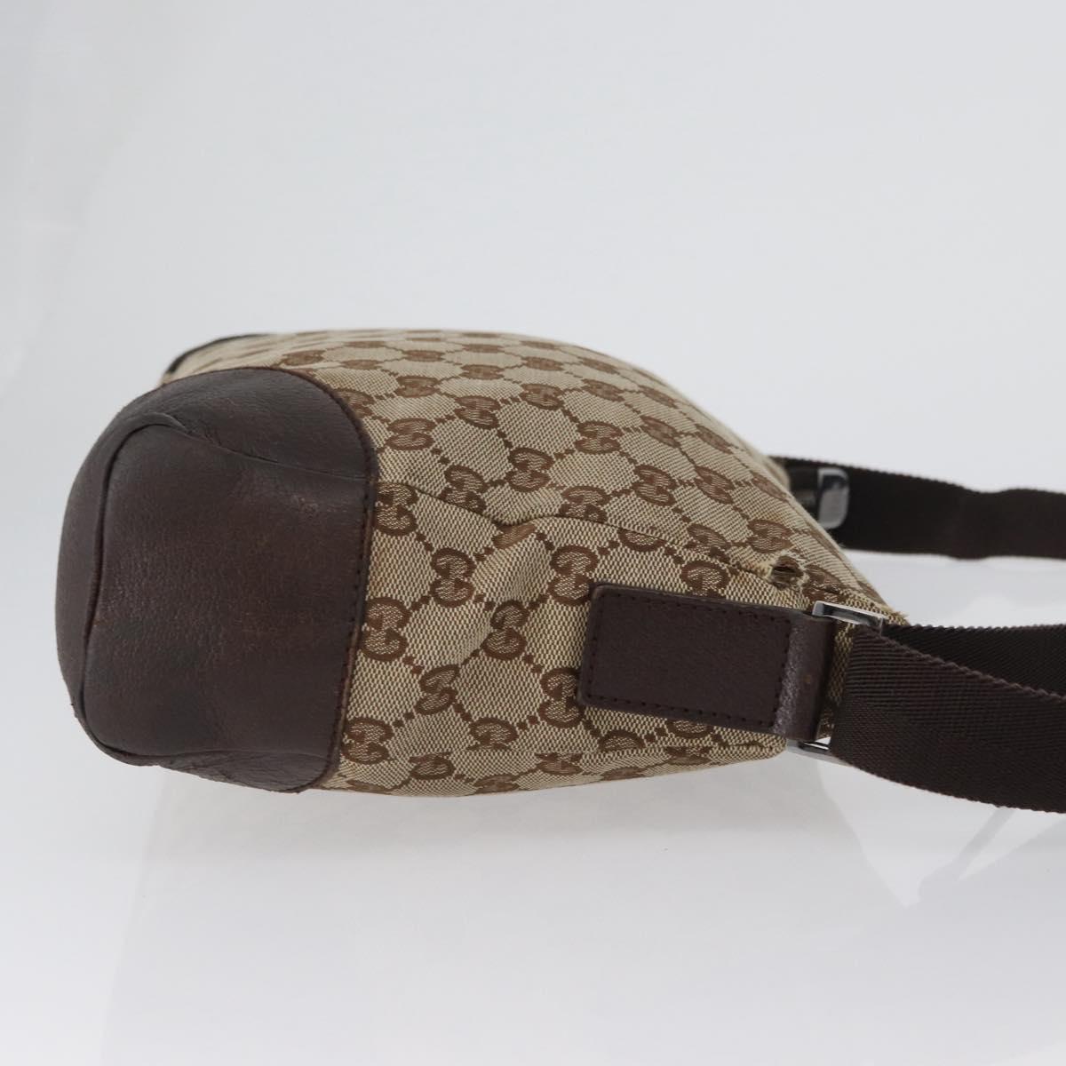 GUCCI GG Canvas Shoulder Bag Beige Silver 114273 Auth bs33435