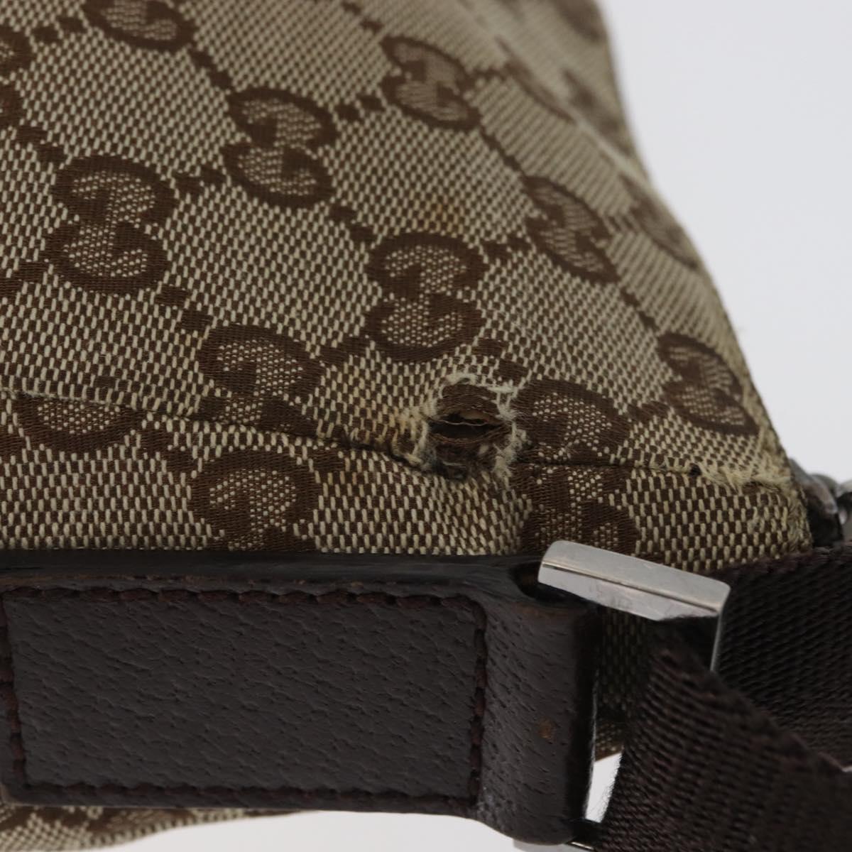GUCCI GG Canvas Shoulder Bag Beige Silver 114273 Auth bs33435