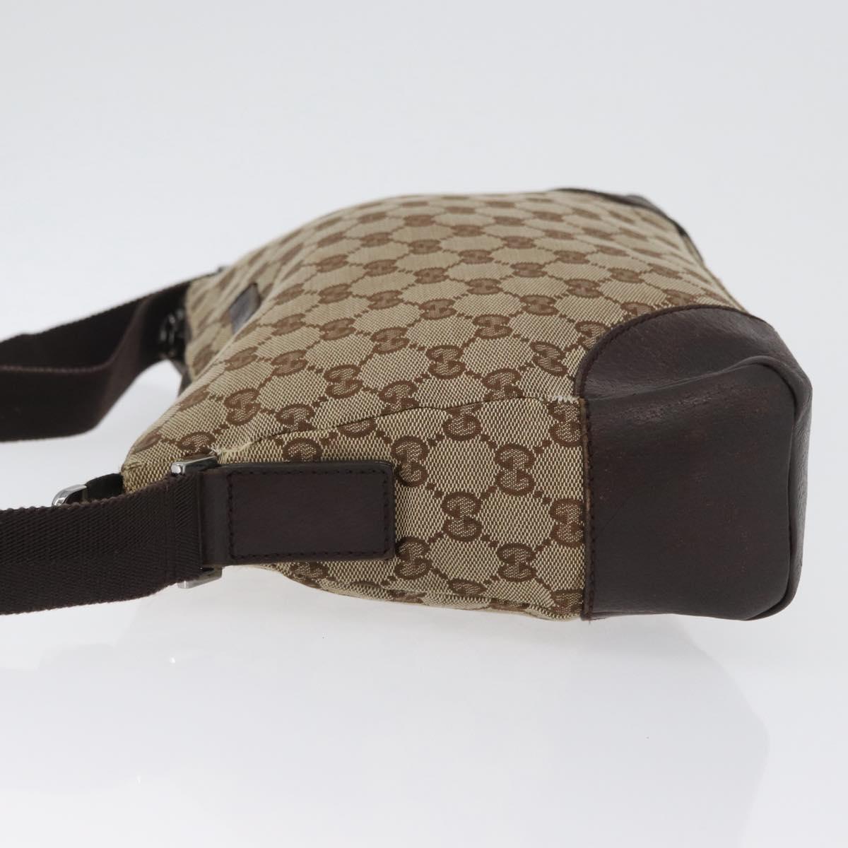 GUCCI GG Canvas Shoulder Bag Beige Silver 114273 Auth bs33435