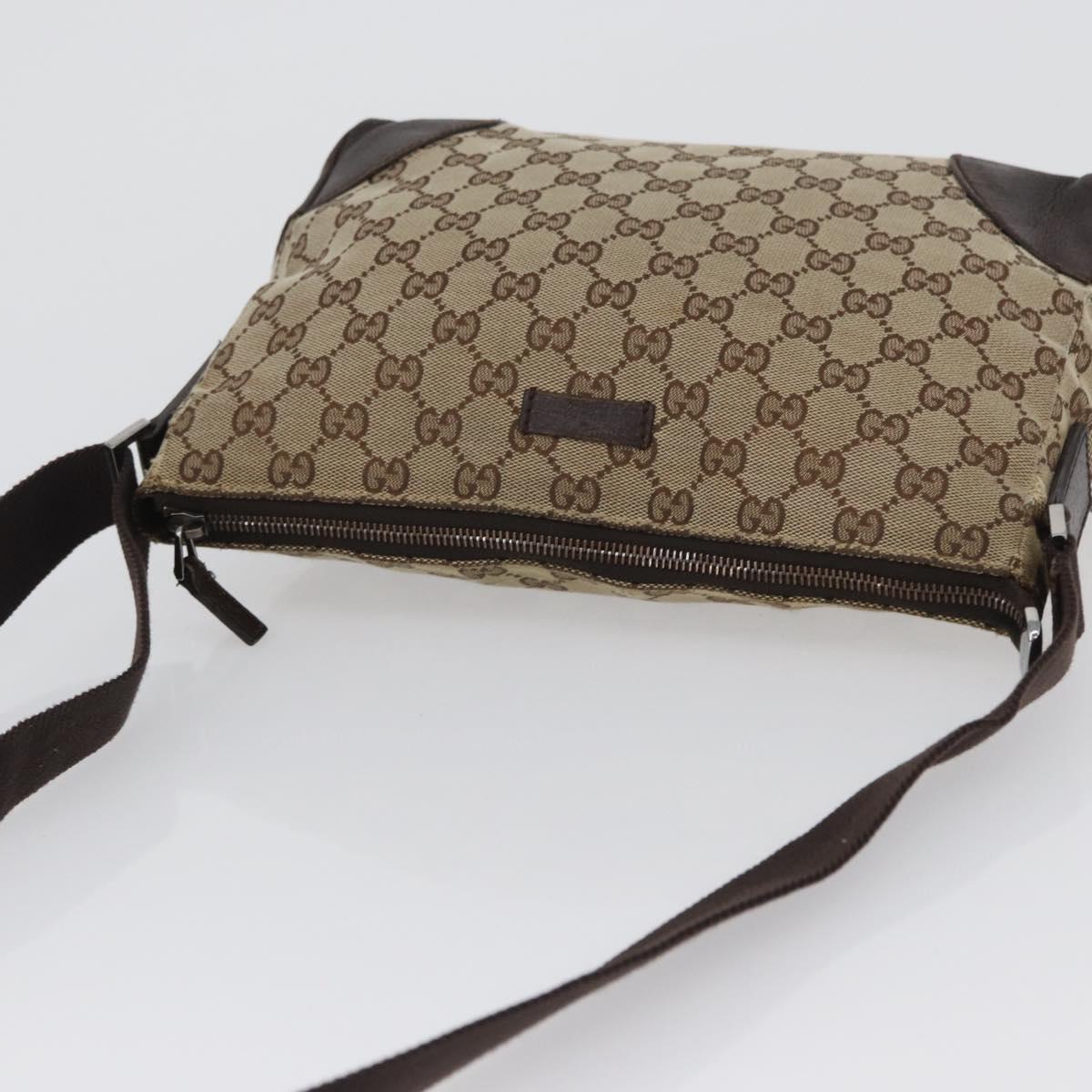 GUCCI GG Canvas Shoulder Bag Beige Silver 114273 Auth bs33435