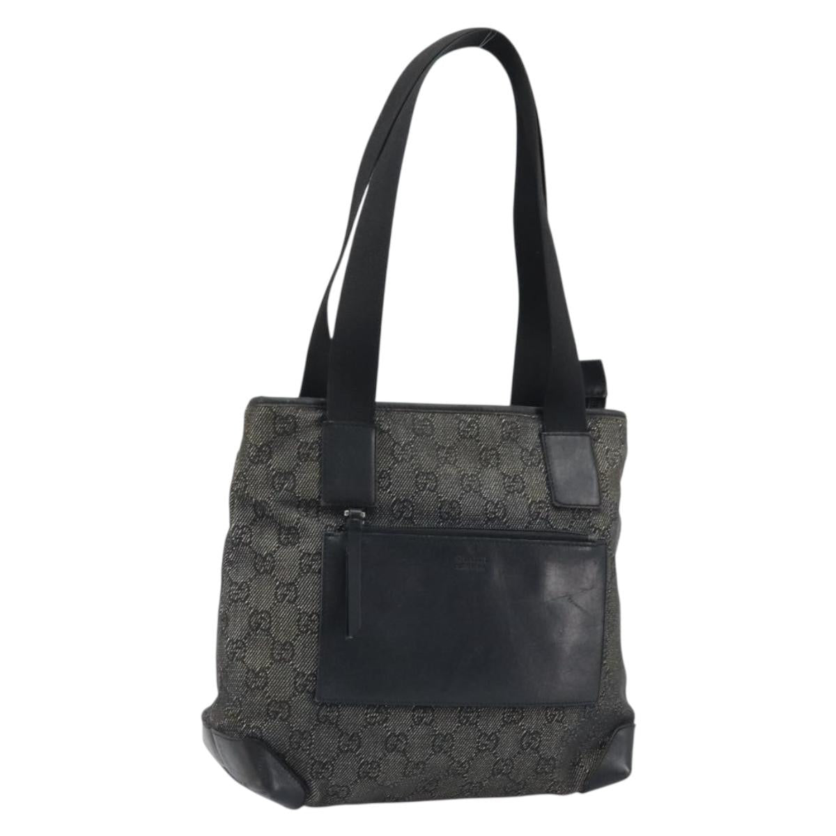 GUCCI GG Canvas Tote Bag Black Silver 28893 Auth bs33436