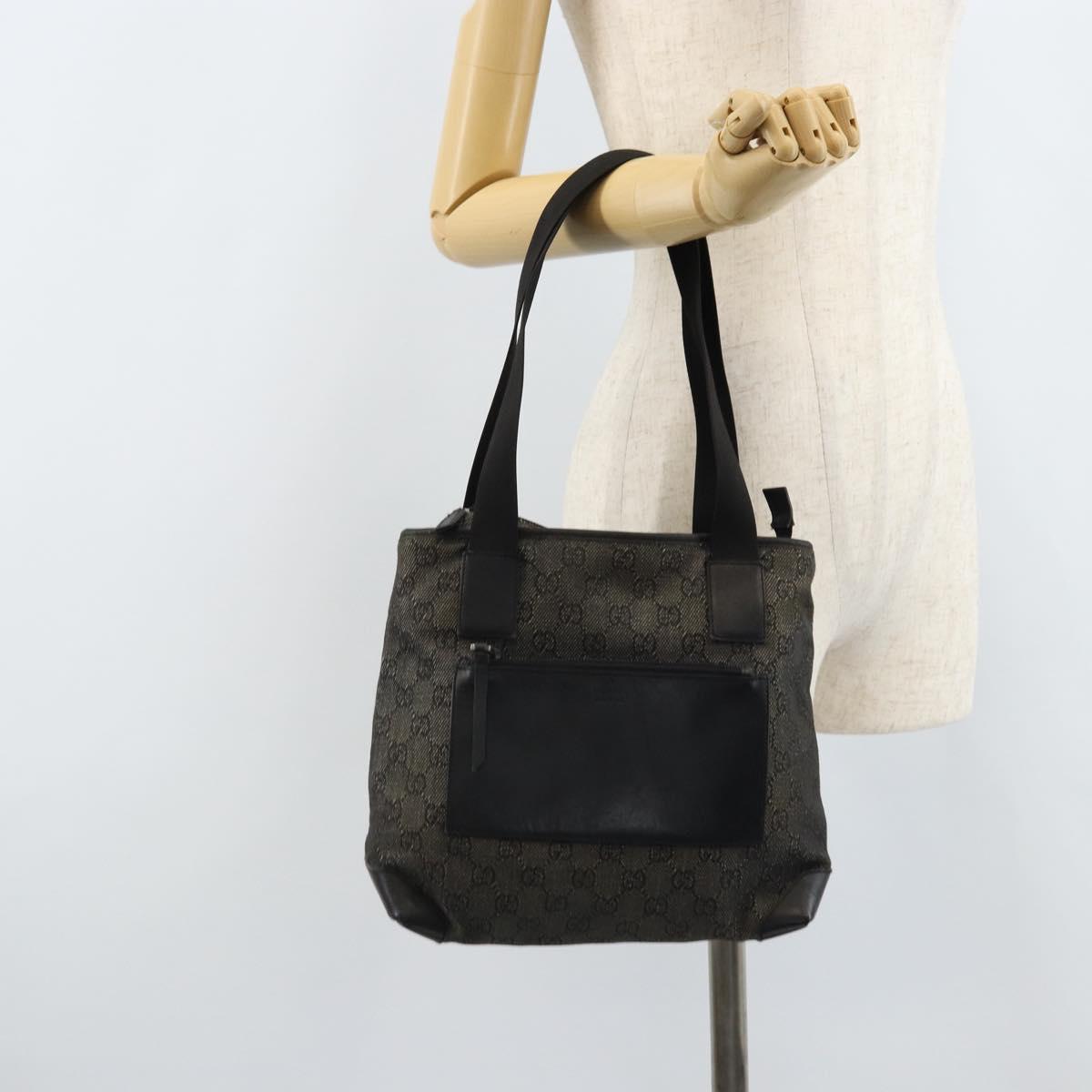 GUCCI GG Canvas Tote Bag Black Silver 28893 Auth bs33436