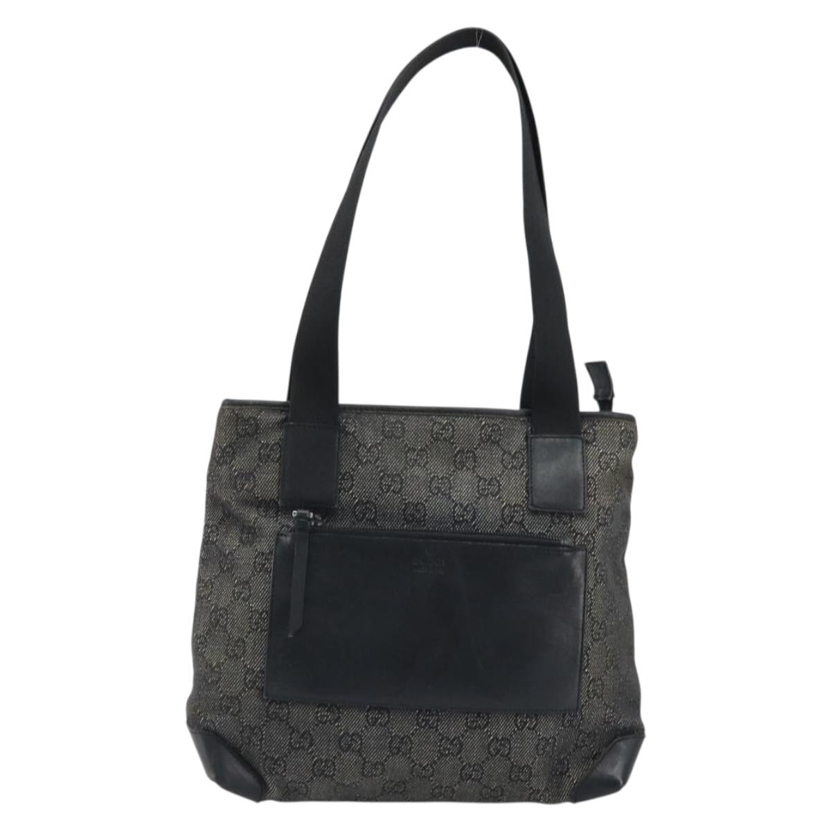 GUCCI GG Canvas Tote Bag Black Silver 28893 Auth bs33436