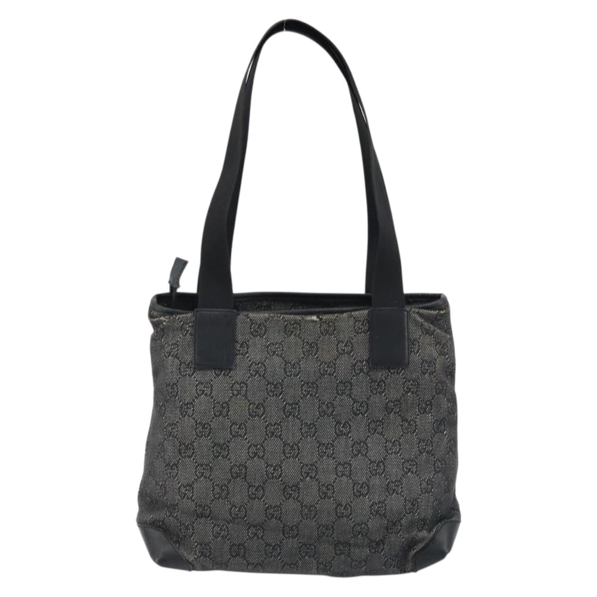 GUCCI GG Canvas Tote Bag Black Silver 28893 Auth bs33436