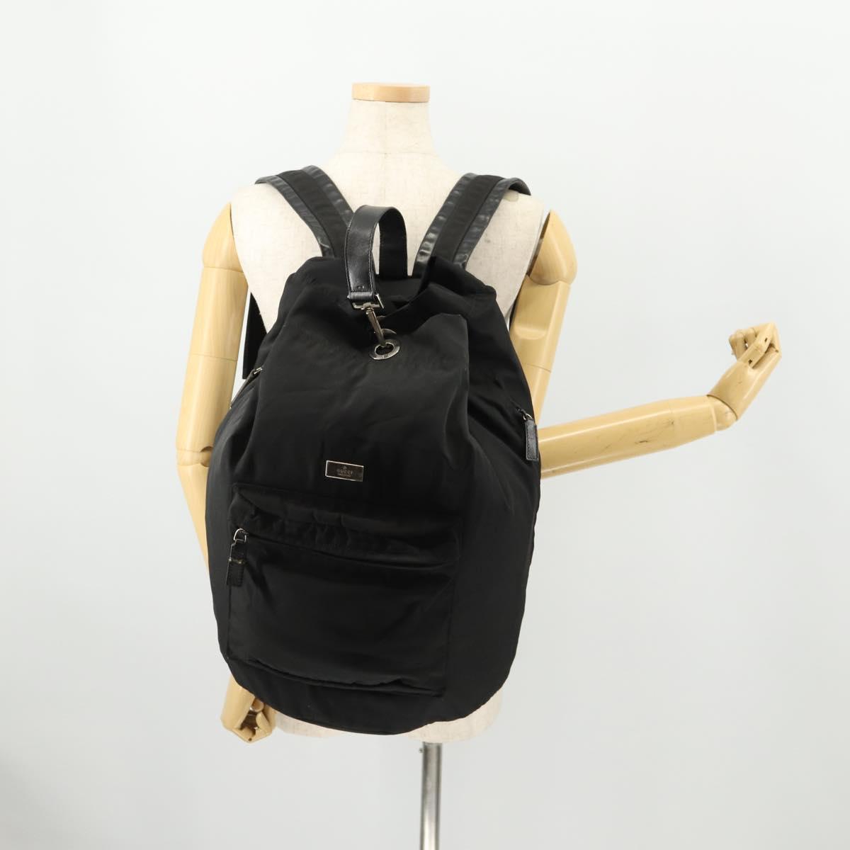 GUCCI Backpack Nylon Black Silver 019 0585 Auth bs33437