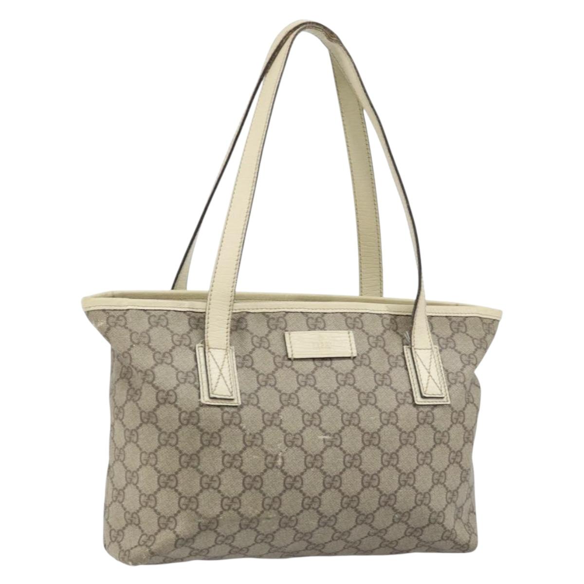 GUCCI GG Supreme Tote Bag PVC Beige Silver 181086 Auth bs33438