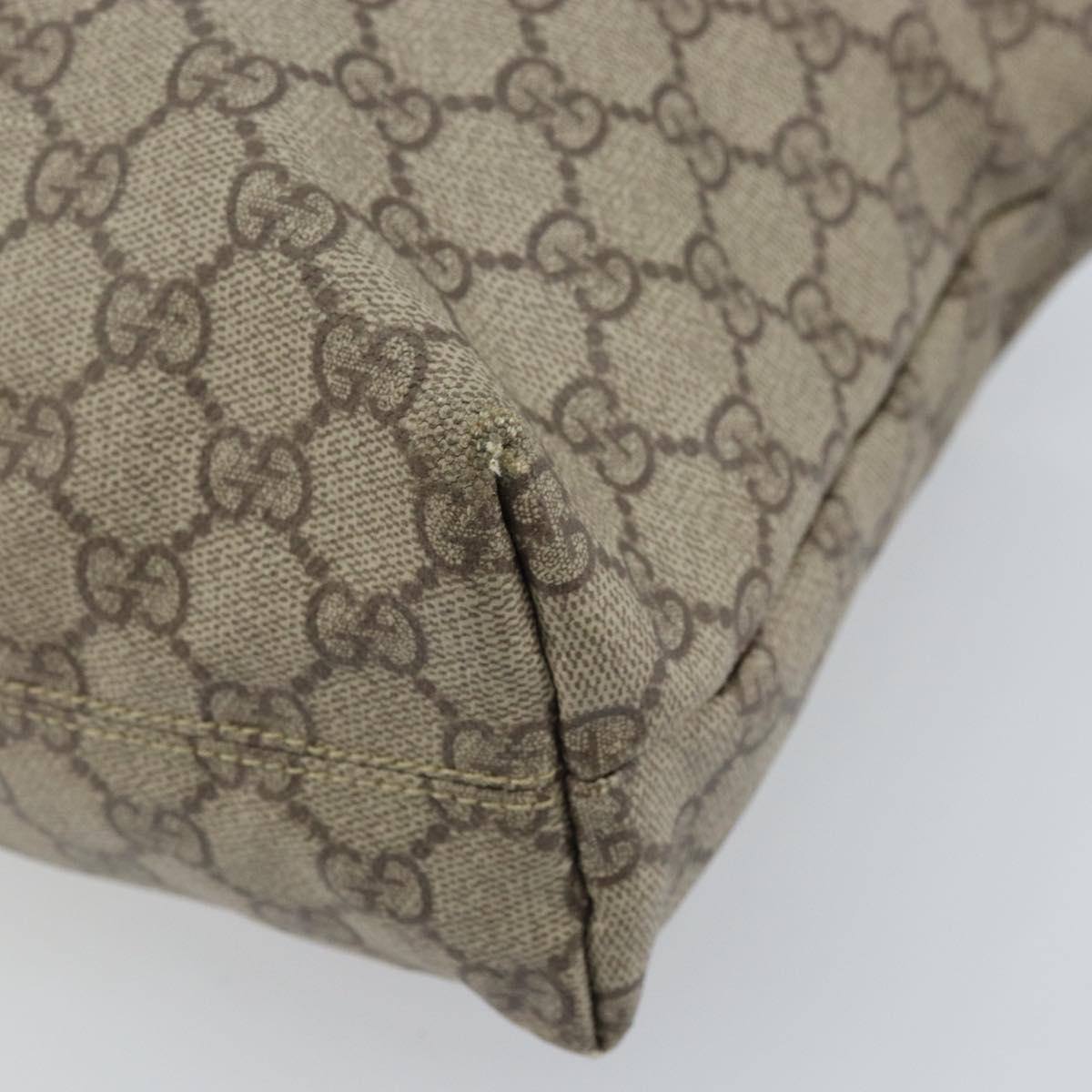 GUCCI GG Supreme Tote Bag PVC Beige Silver 181086 Auth bs33438