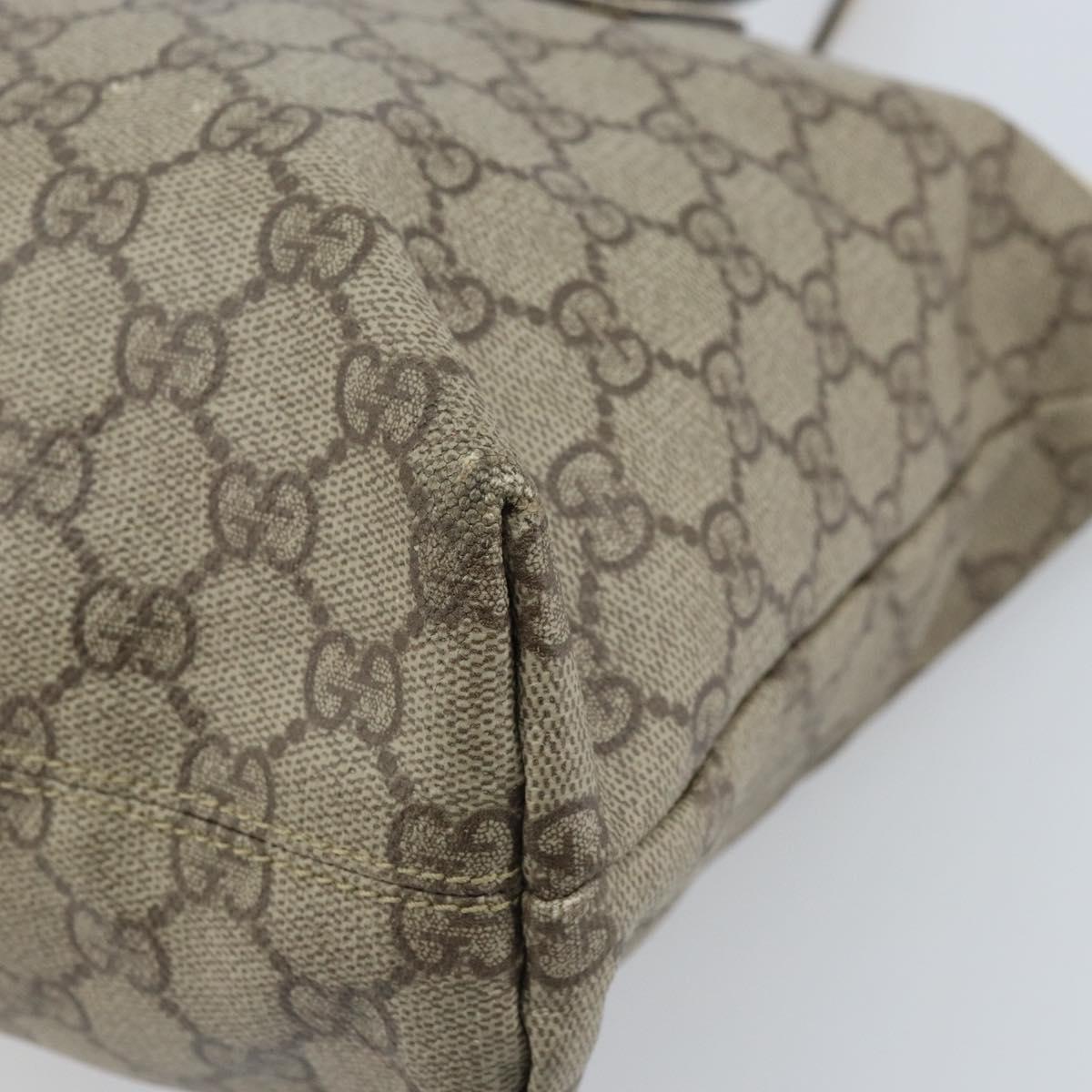 GUCCI GG Supreme Tote Bag PVC Beige Silver 181086 Auth bs33438