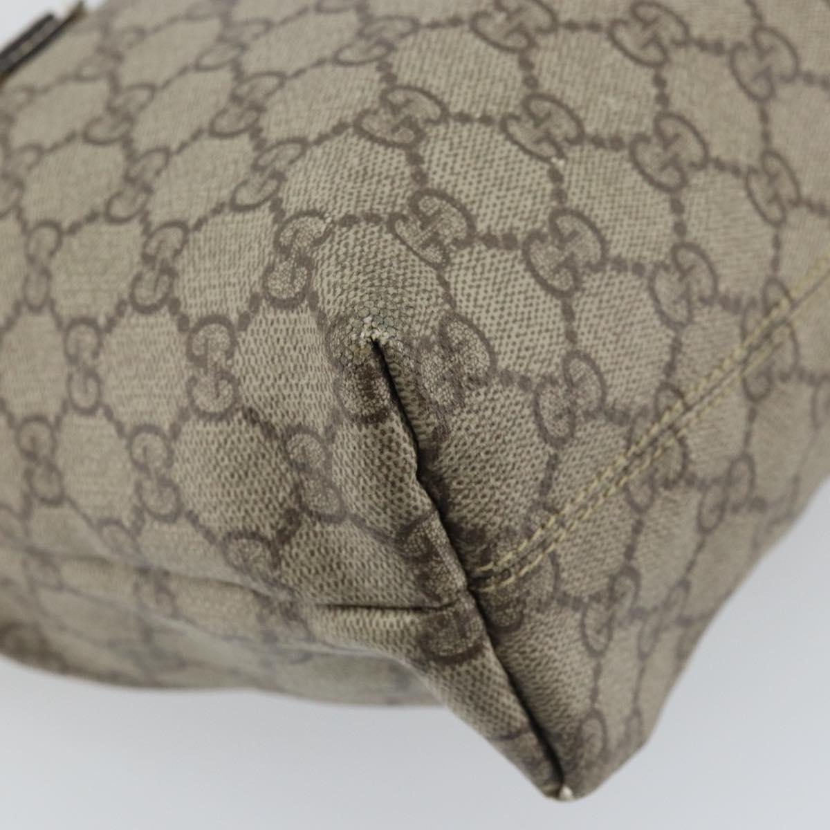 GUCCI GG Supreme Tote Bag PVC Beige Silver 181086 Auth bs33438