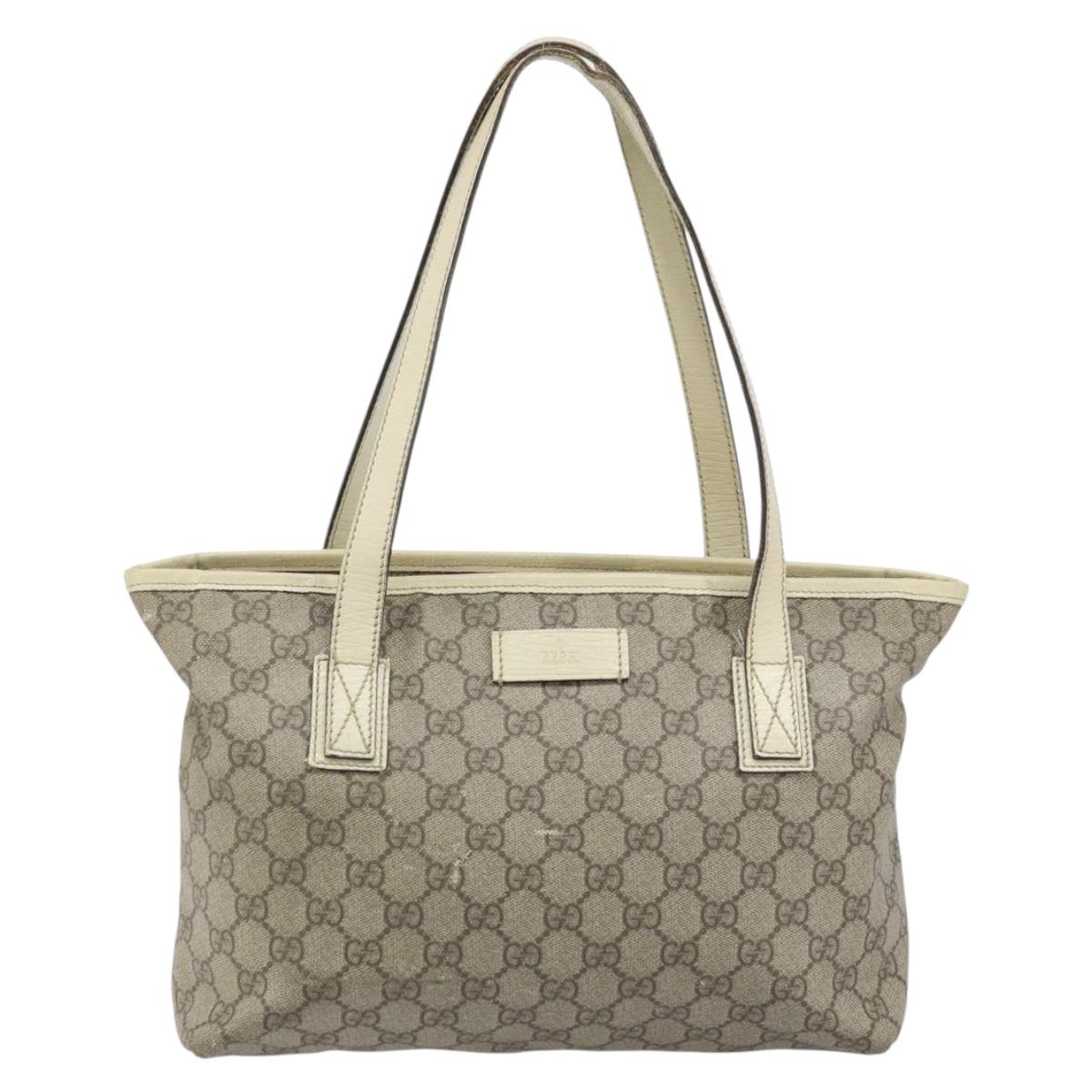 GUCCI GG Supreme Tote Bag PVC Beige Silver 181086 Auth bs33438