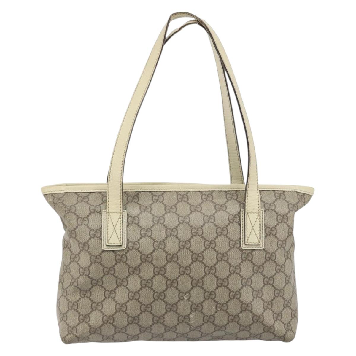 GUCCI GG Supreme Tote Bag PVC Beige Silver 181086 Auth bs33438