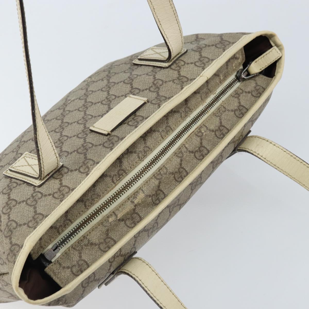 GUCCI GG Supreme Tote Bag PVC Beige Silver 181086 Auth bs33438