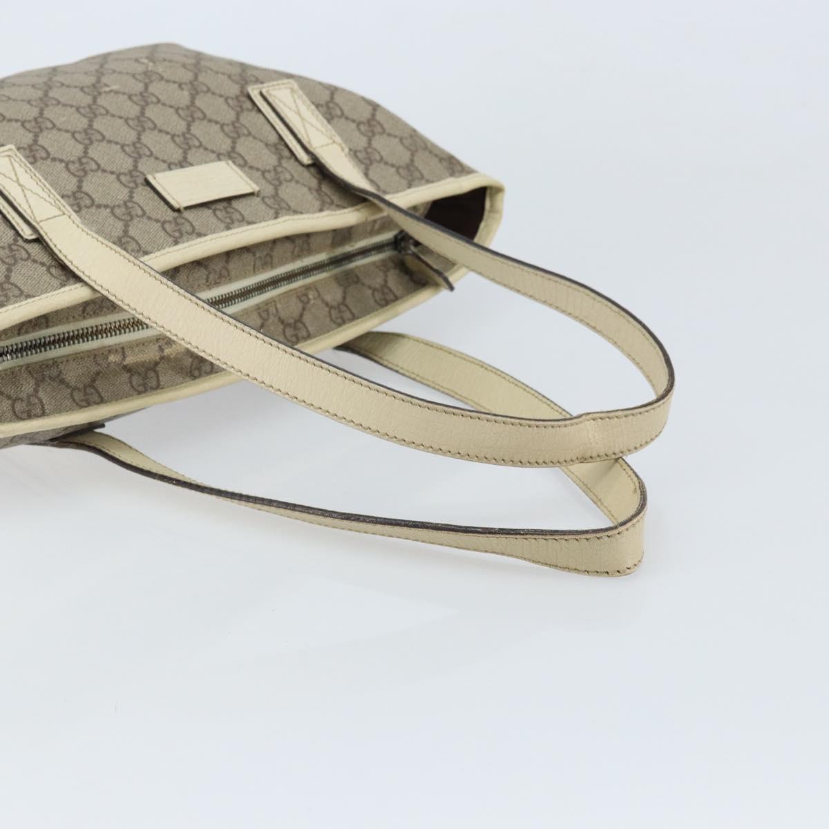 GUCCI GG Supreme Tote Bag PVC Beige Silver 181086 Auth bs33438