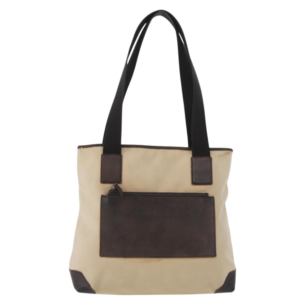 GUCCI Tote Bag Nylon Beige Silver 28893 Auth bs33439
