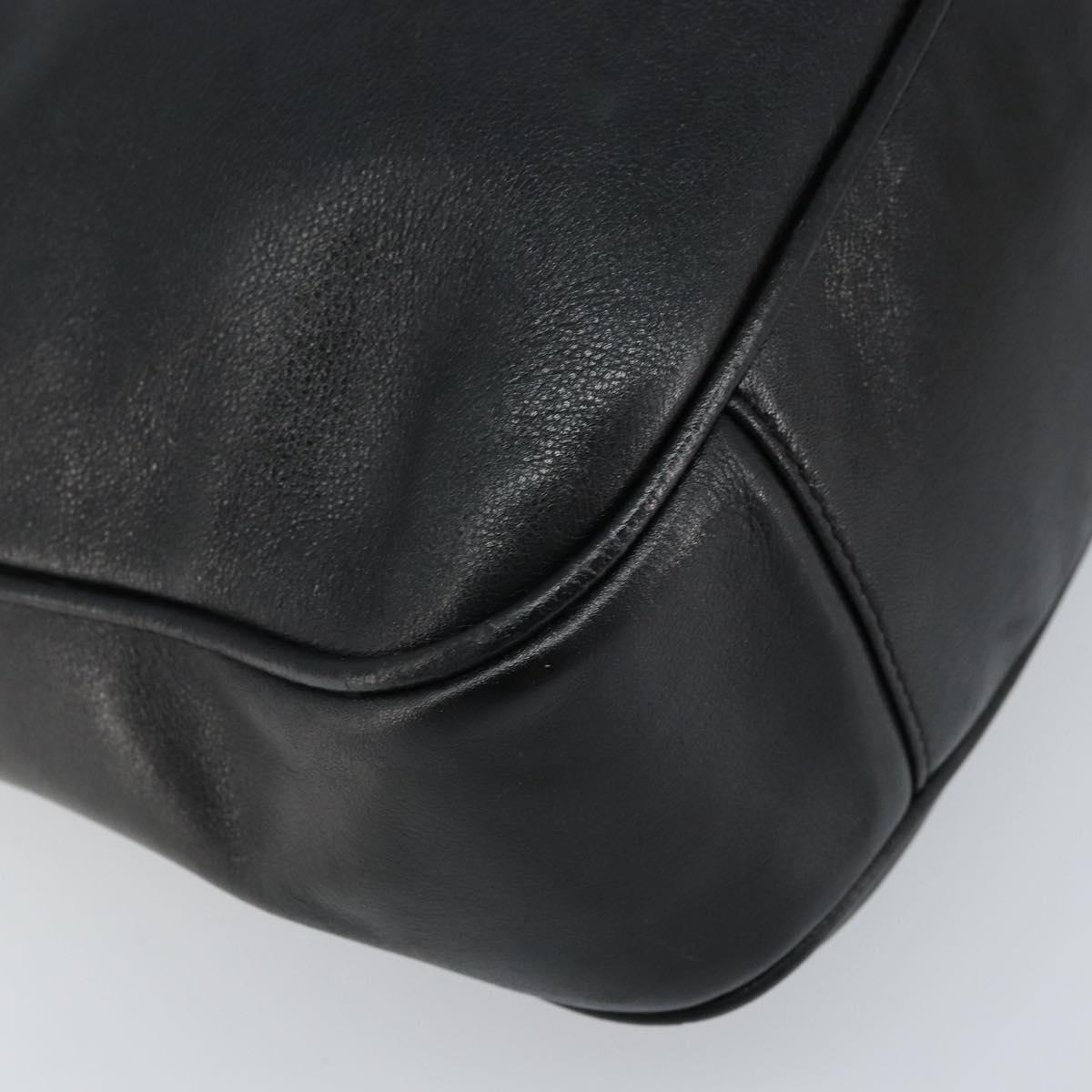 GUCCI Bamboo Hand Bag Leather Black Gold 001 1638 2615 Auth bs33440