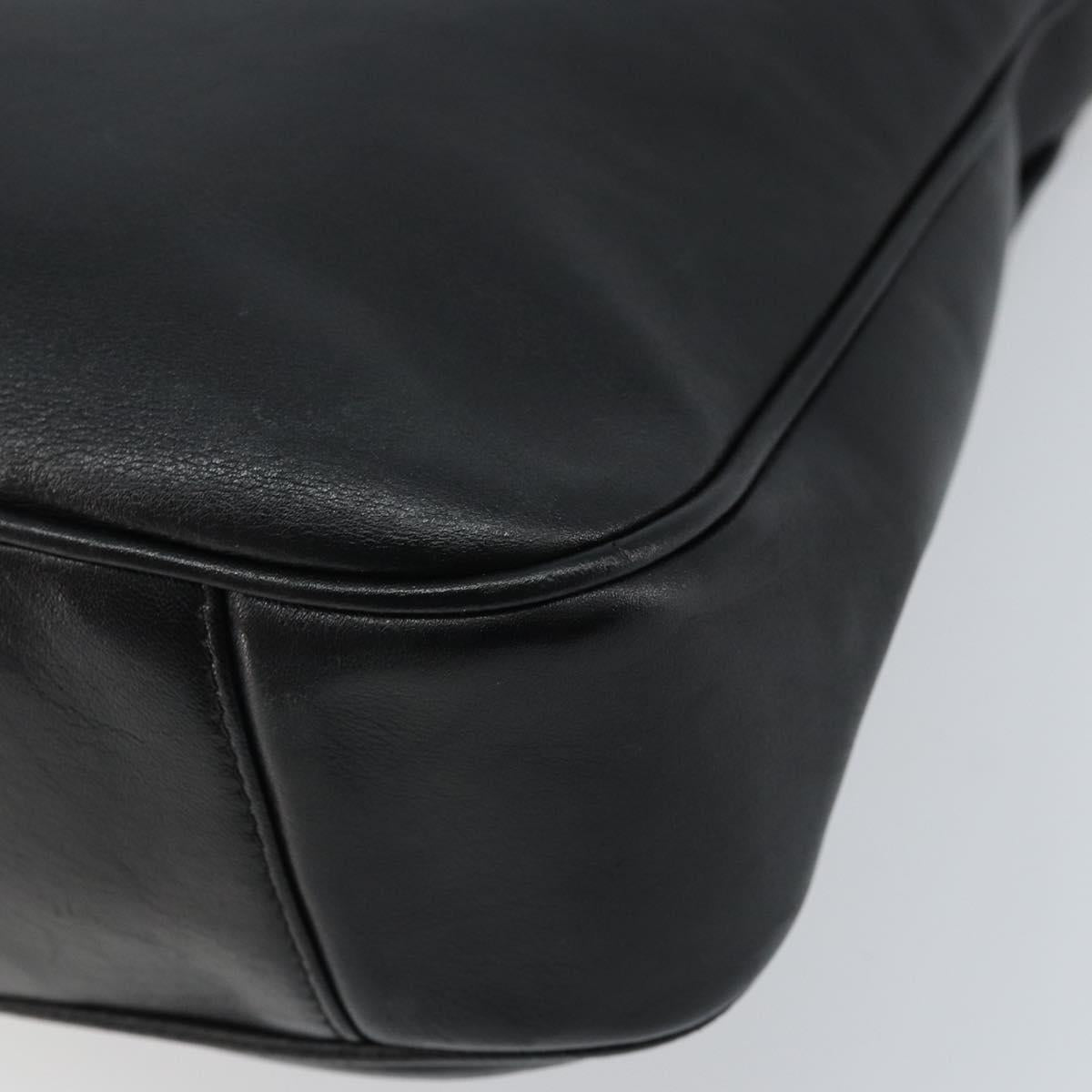 GUCCI Bamboo Hand Bag Leather Black Gold 001 1638 2615 Auth bs33440