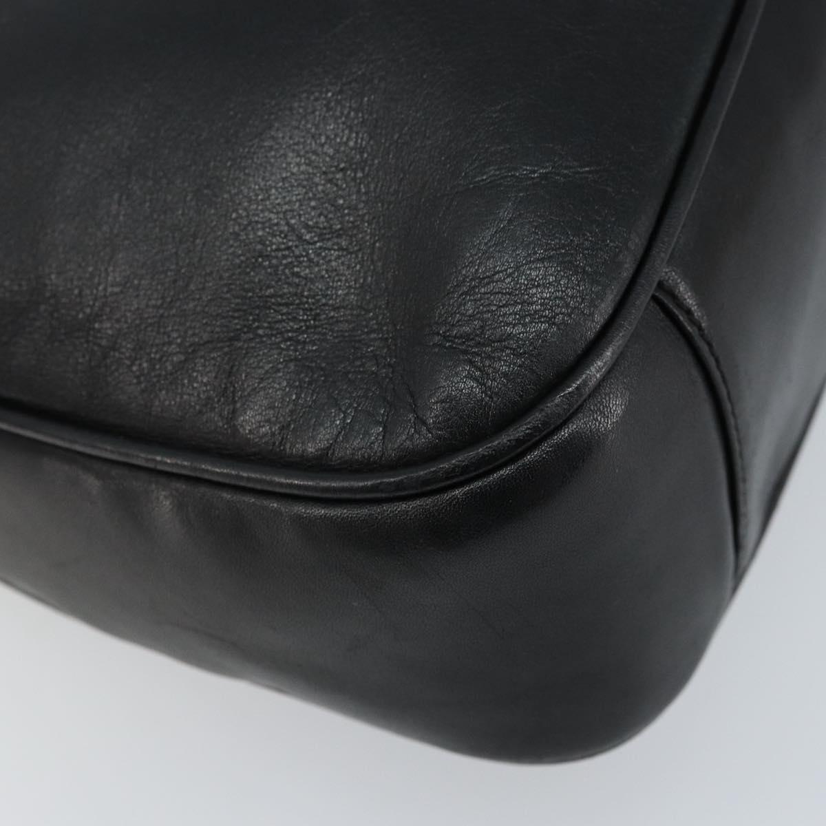 GUCCI Bamboo Hand Bag Leather Black Gold 001 1638 2615 Auth bs33440