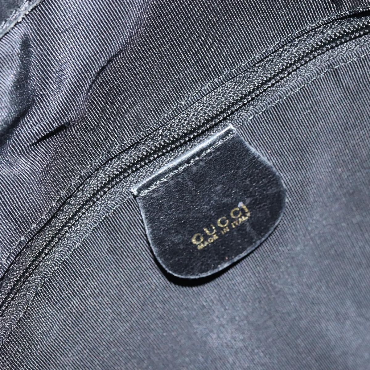 GUCCI Bamboo Hand Bag Leather Black Gold 001 1638 2615 Auth bs33440